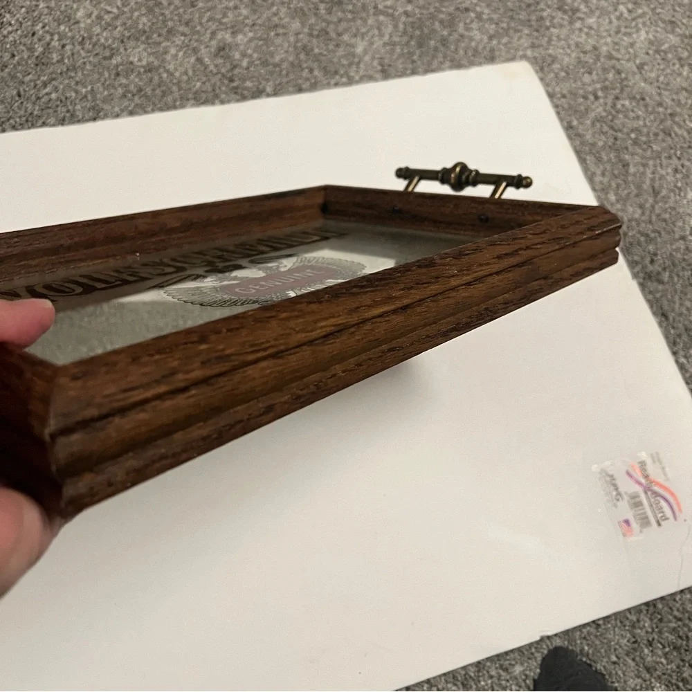 WOLFSCHMIDT 1980'S GENUINE VODKA MIRROR SERVING TRAY NICE PIECE MAN CAVE